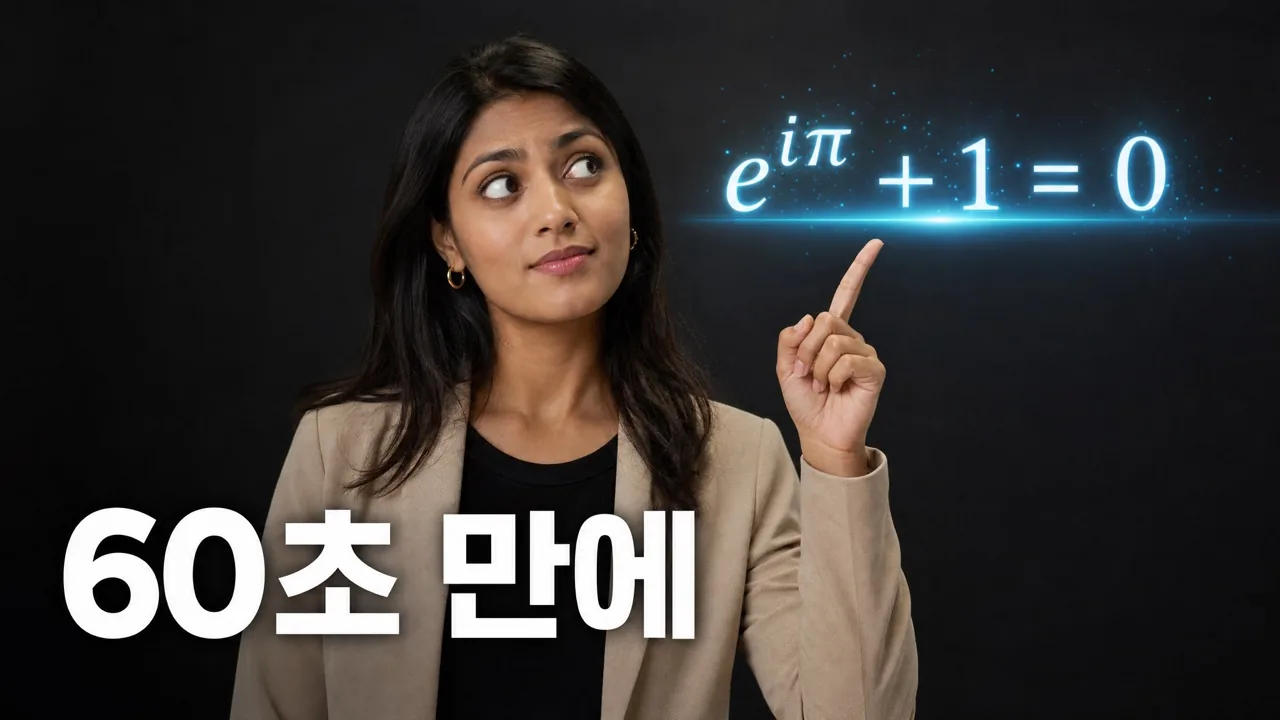 AI 생성 유튜브 썸네일 — 홀로그램 수식과 과학 교육 크리에이터, 헤드라인 'IN 60 SECONDS'